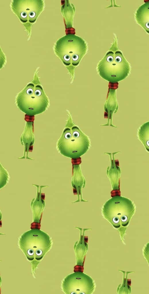 Grinch, red scarves, light green background, SD Phone Wallpaper