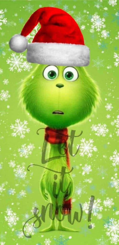 Grinch, red Santa hat, scarf, SD Phone Wallpaper