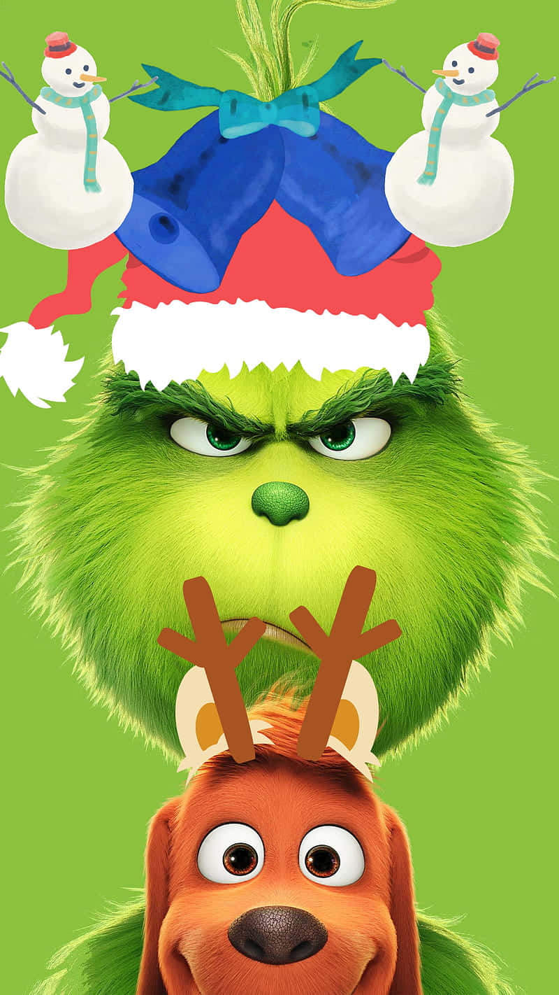 Grinch, Santa hat, snowmen, HD Phone Wallpaper