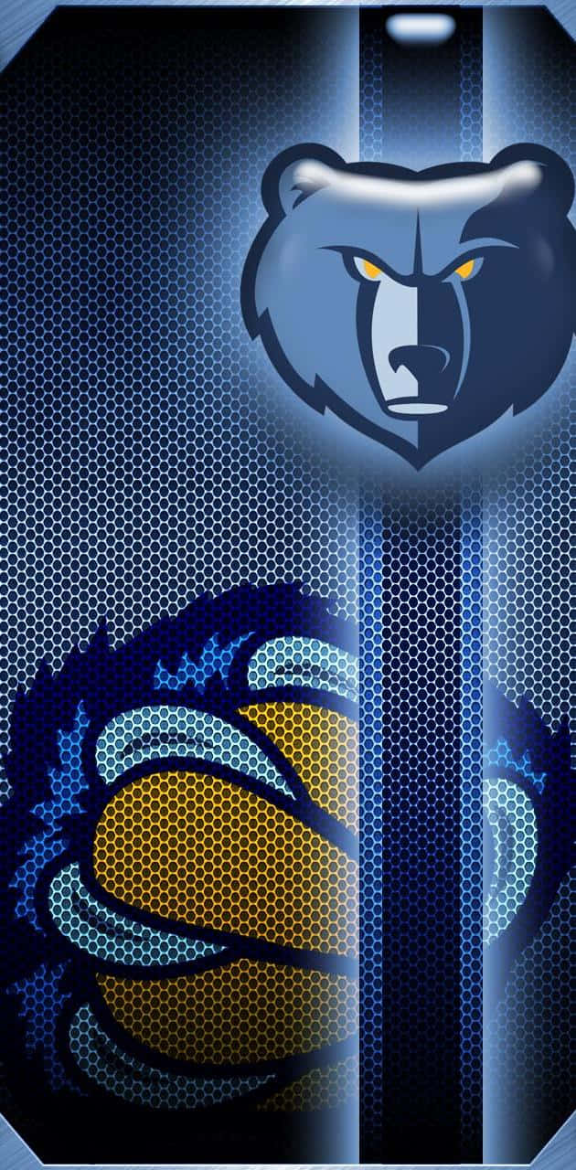 Grizzlies, blue bear logo, glowing yellow eyes, HD Phone Wallpaper
