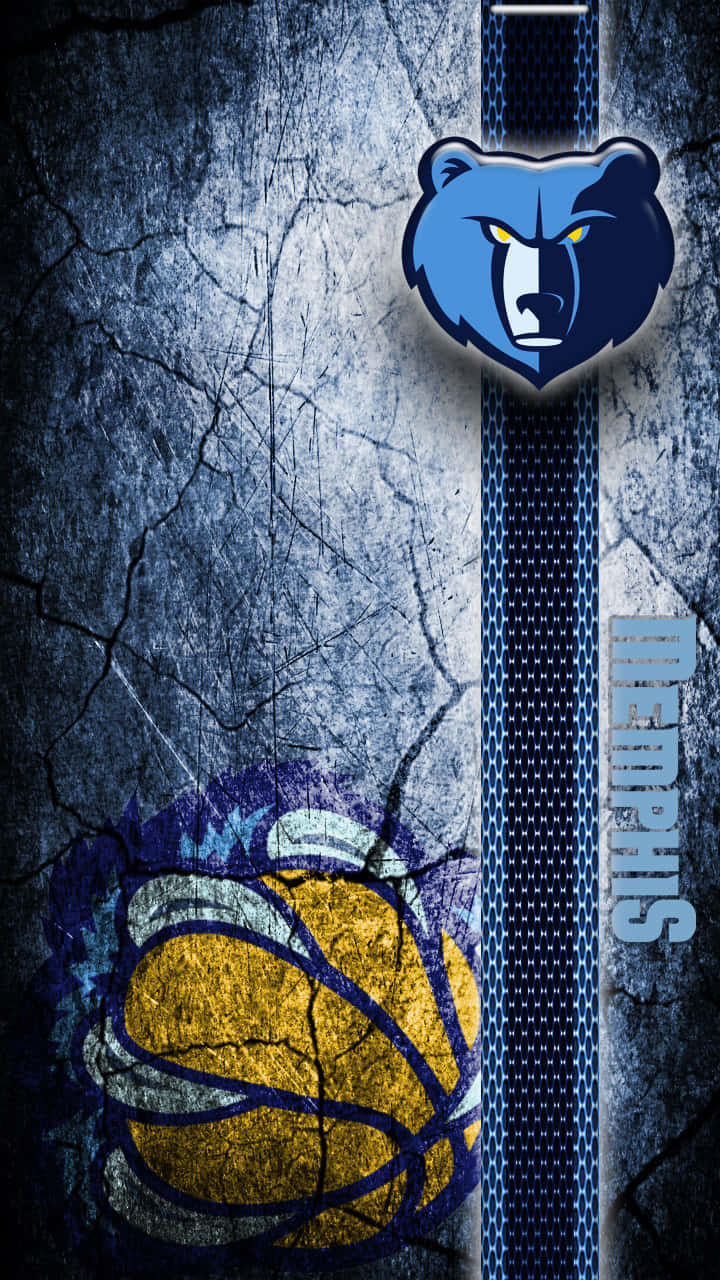 grizzlies, blue bear logo, yellow basketball, HD Phone Wallpaper