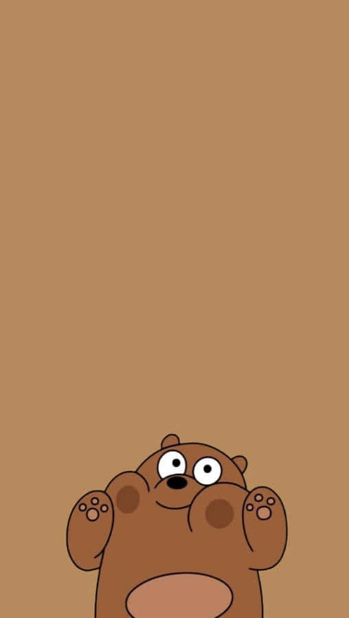 cute cartoon grizzly bear, cartoon brown bear, wide eyes, SD Phone Wallpaper