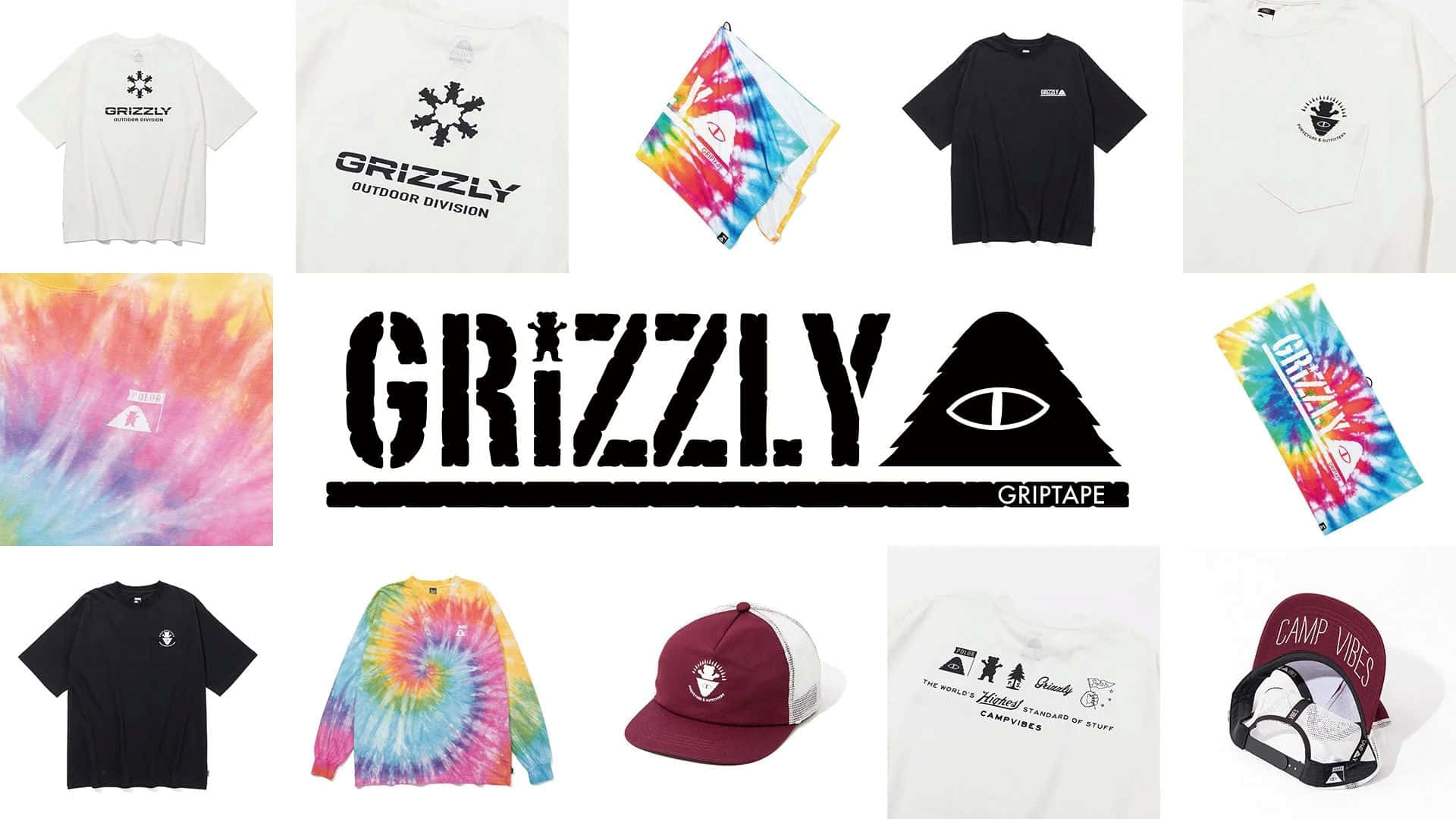 Grizzly Griptape, apparel collection, tie dye shirts, Full HD Desktop Wallpaper