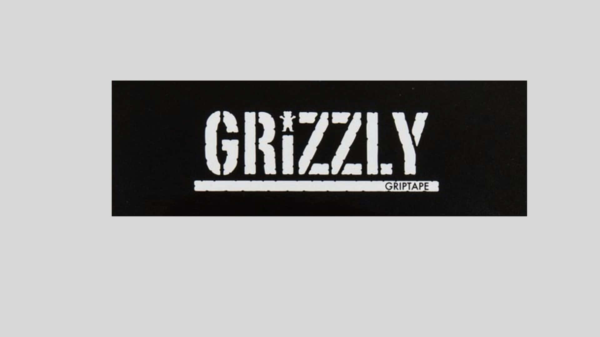 Grizzly Griptape, black rectangular sticker, bold white stenciled text, Full HD Desktop Wallpaper