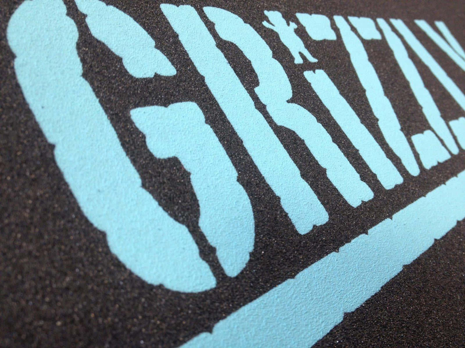 Grizzly Griptape, light blue graffiti lettering, dark textured wall, HD Desktop Wallpaper