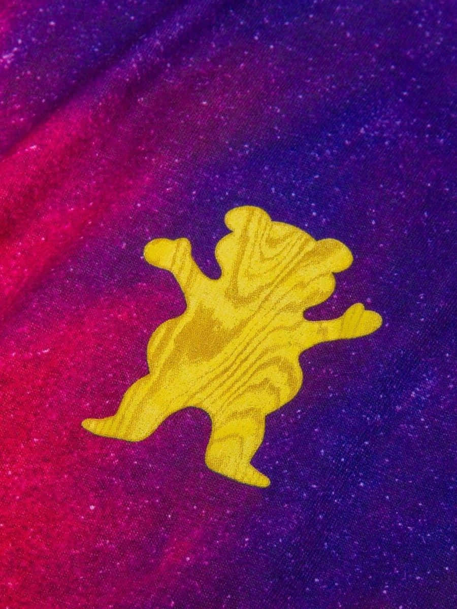 Grizzly Griptape, vibrant yellow abstract bear silhouette, cosmic gradient of magenta and deep purple, SD Phone Wallpaper