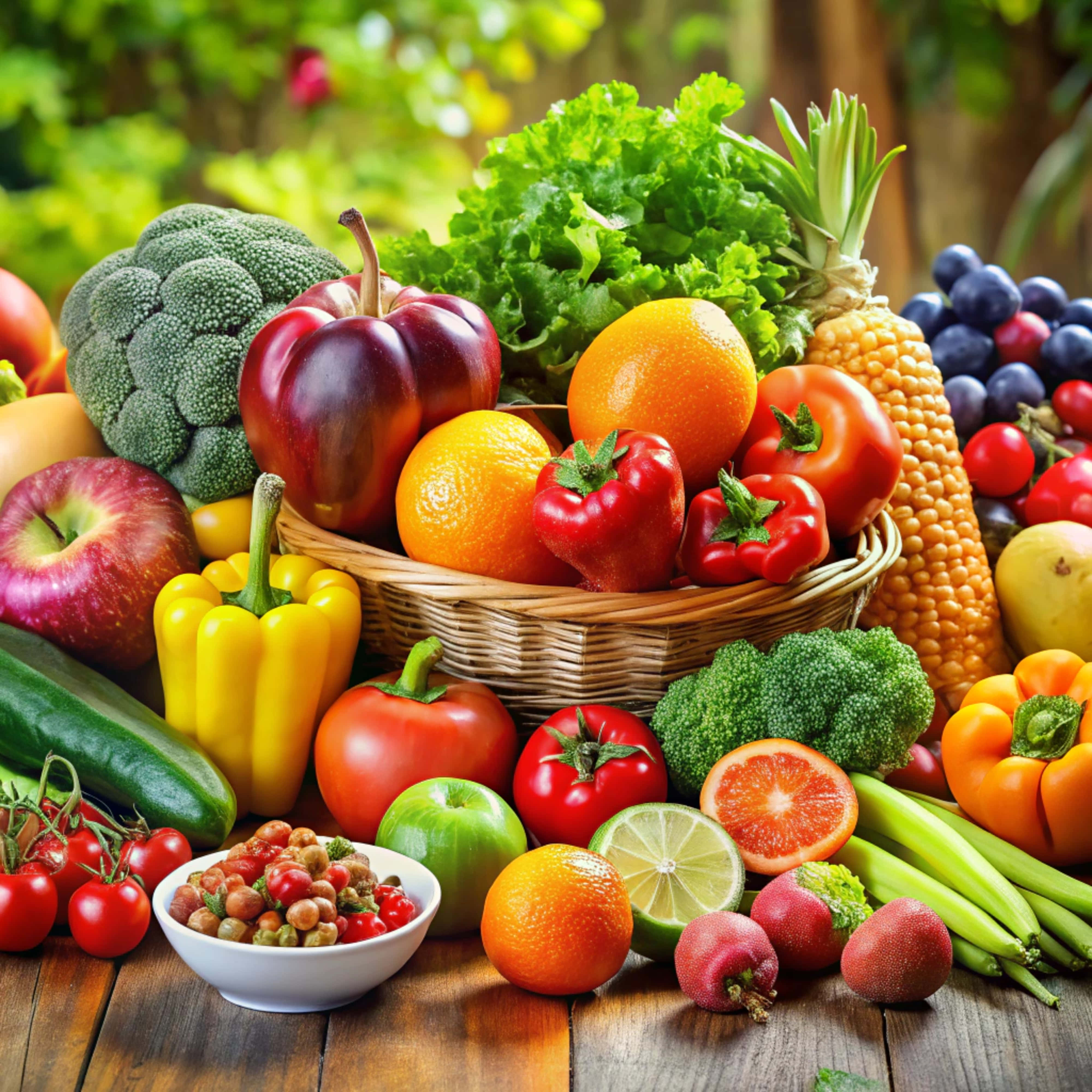 broccoli, tomatoes, peppers, 4K Desktop Wallpaper