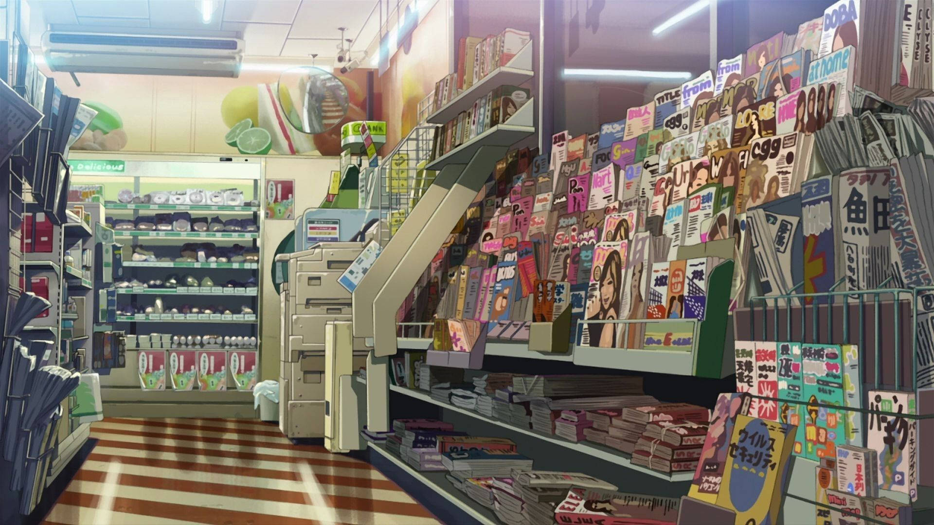 anime grocery store, bustling, anime-style convenience store, Full HD Desktop Wallpaper