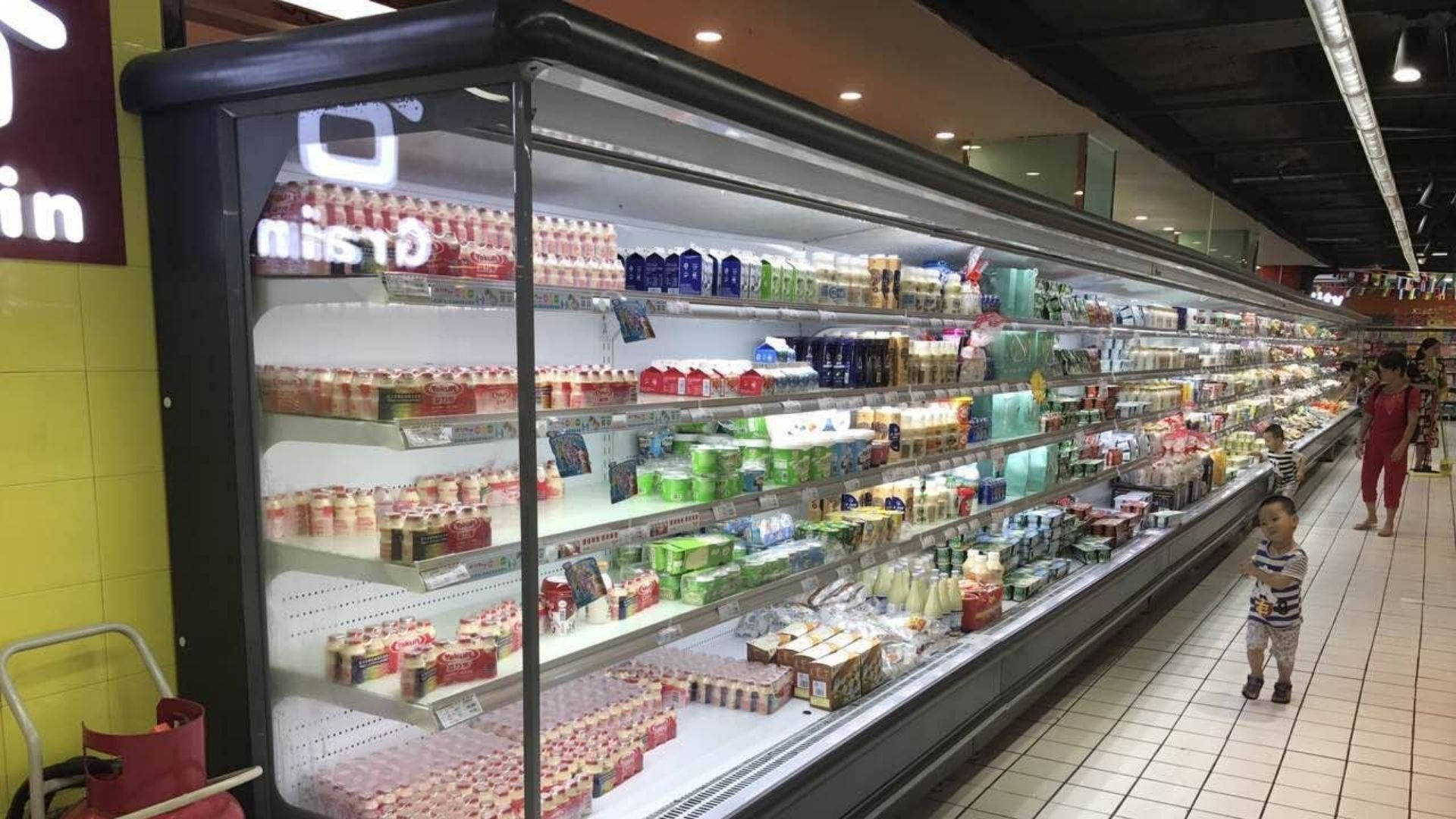 cold goods section, refrigerated aisle, supermarket, Full HD Desktop Wallpaper