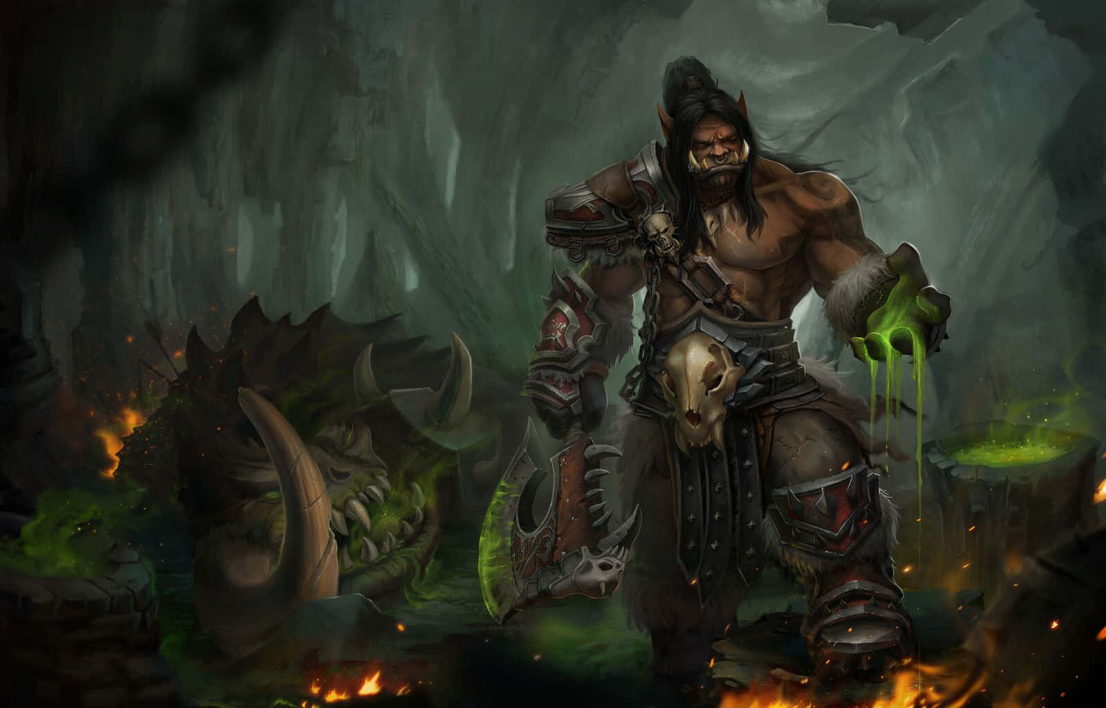 Grom Hellscream, full battle gear, dark armor, HD Desktop Wallpaper