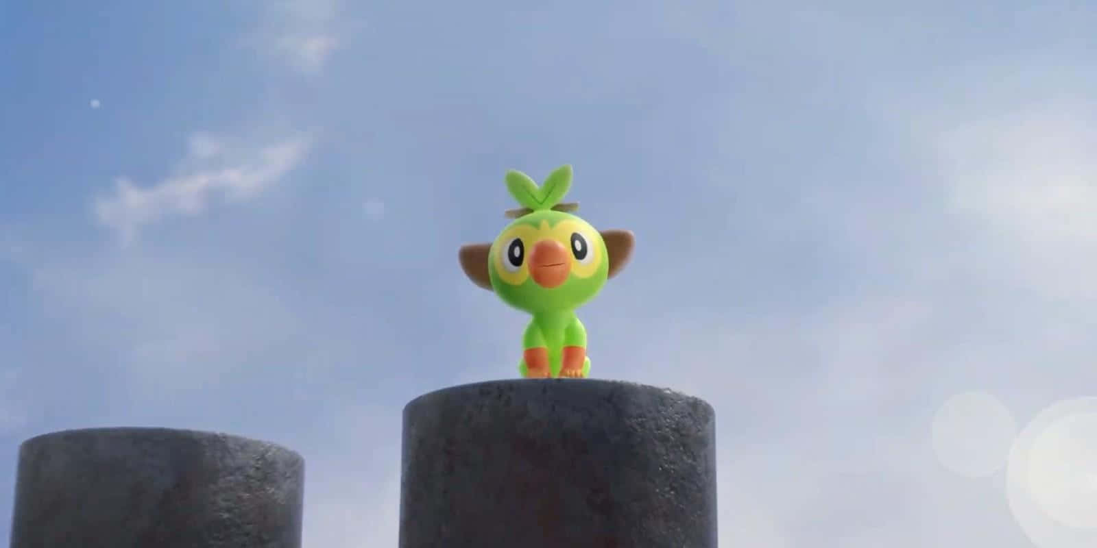 Grookey, stone pillar, bright blue sky, HD Desktop Wallpaper