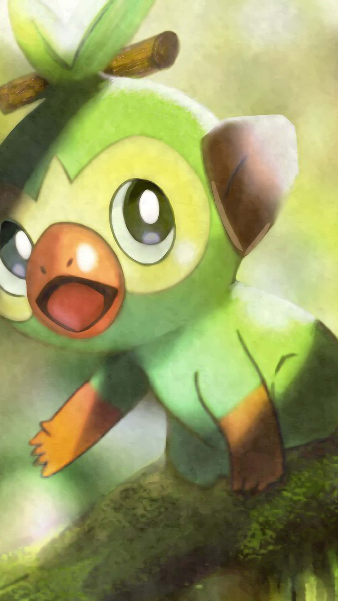 Grookey, Grass-Type Pokémon, leaf-like ears, Full HD Phone Wallpaper