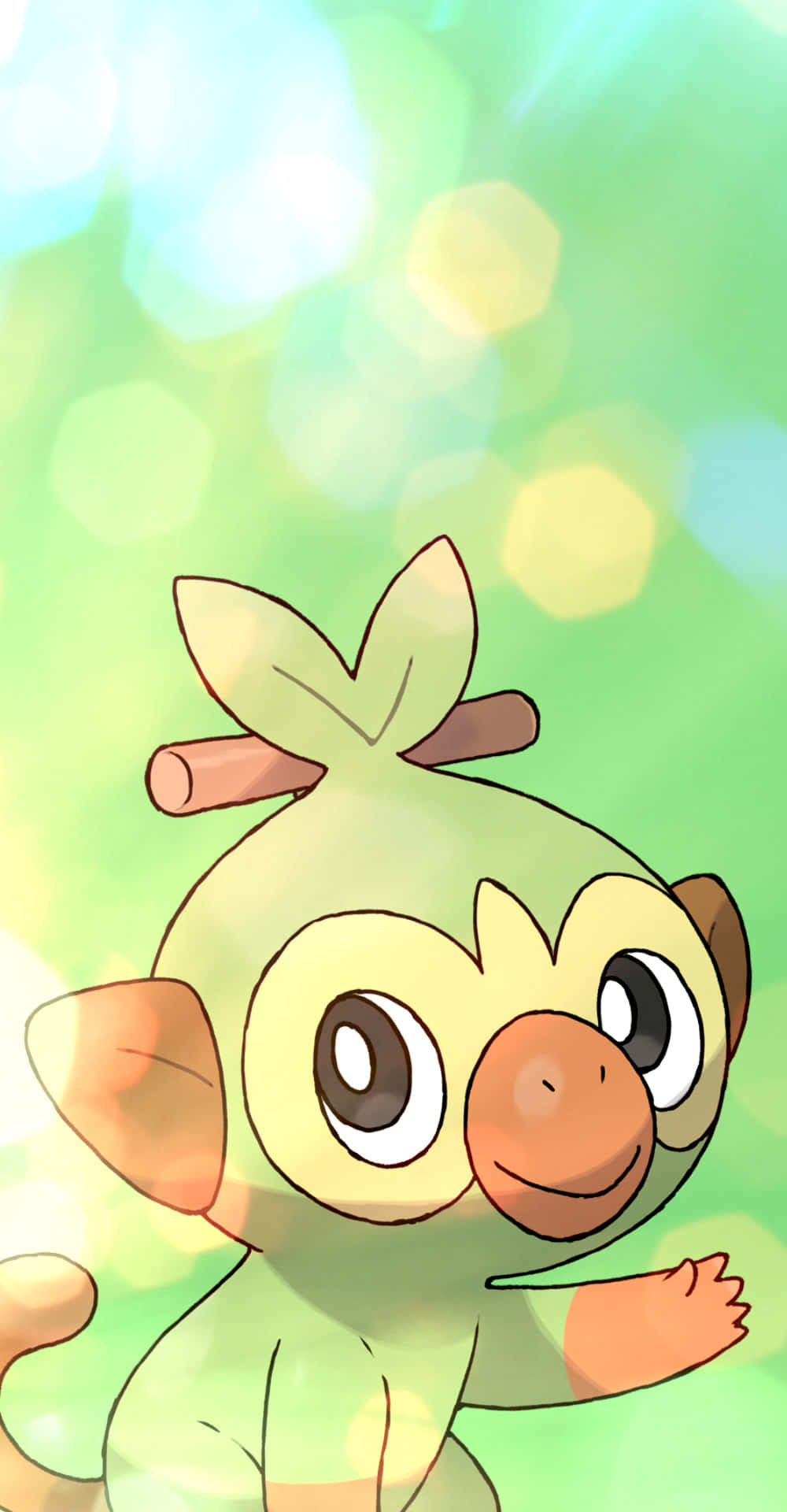 Grookey, Grass-Type Pokémon, leaf-like ears, Full HD Phone Wallpaper