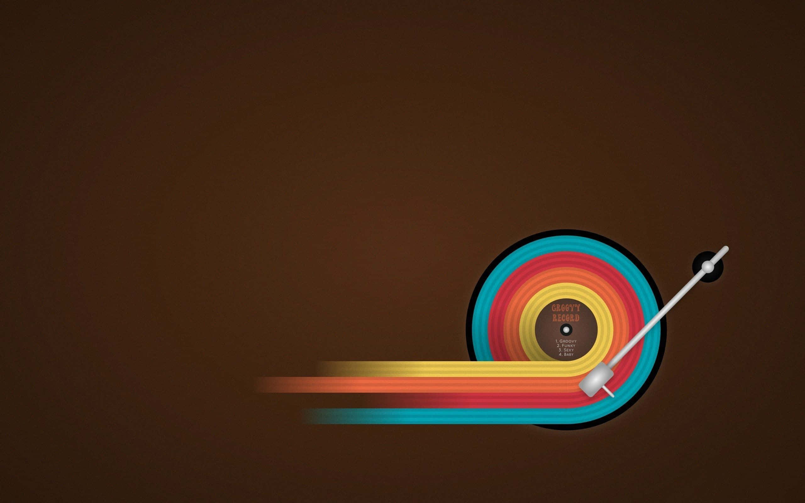 Groovy, vinyl record, colorful motion trails, 2K Desktop Wallpaper