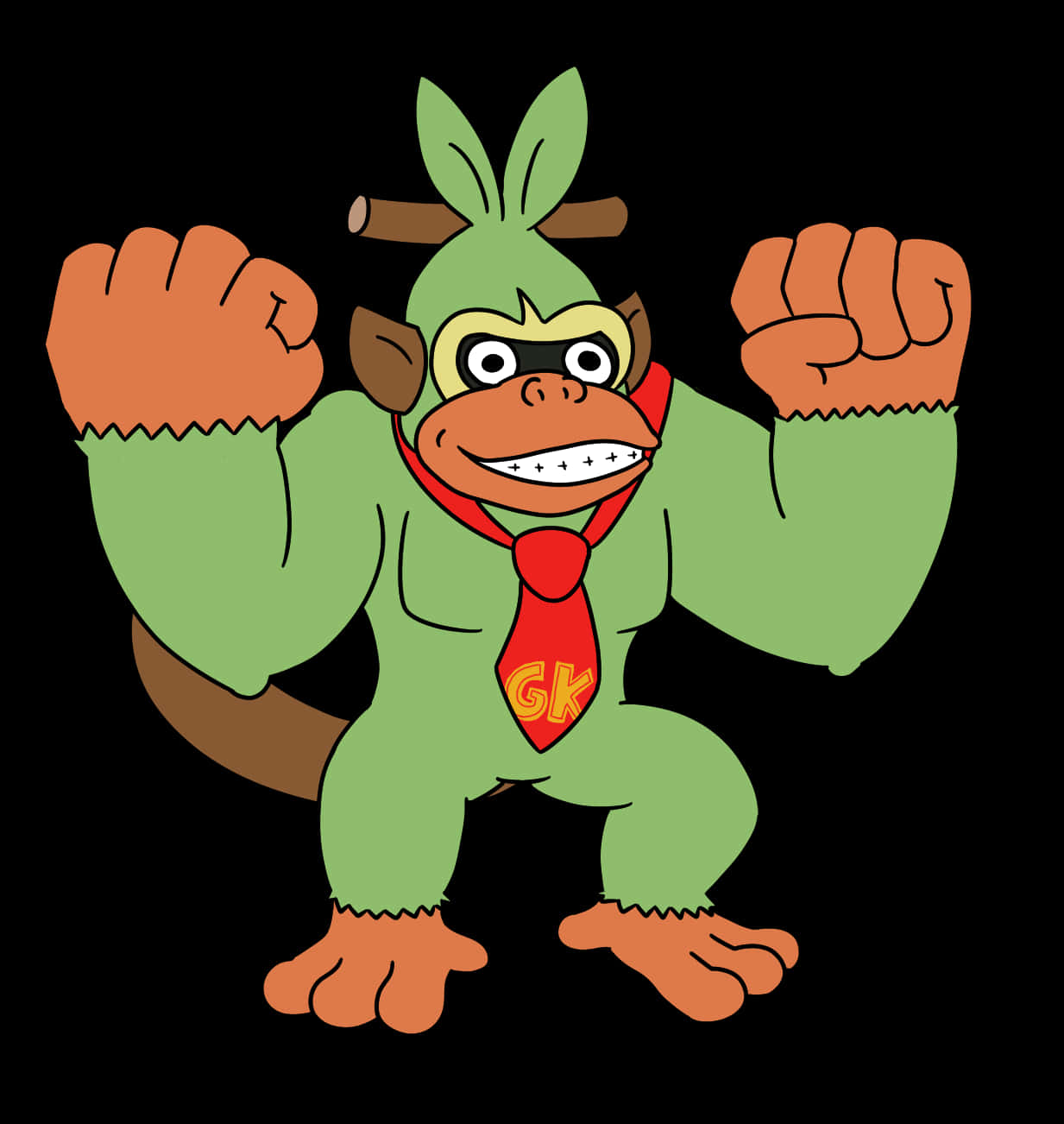 Grookey, cartoon green monkey, rabbit ears, HD Phone Wallpaper