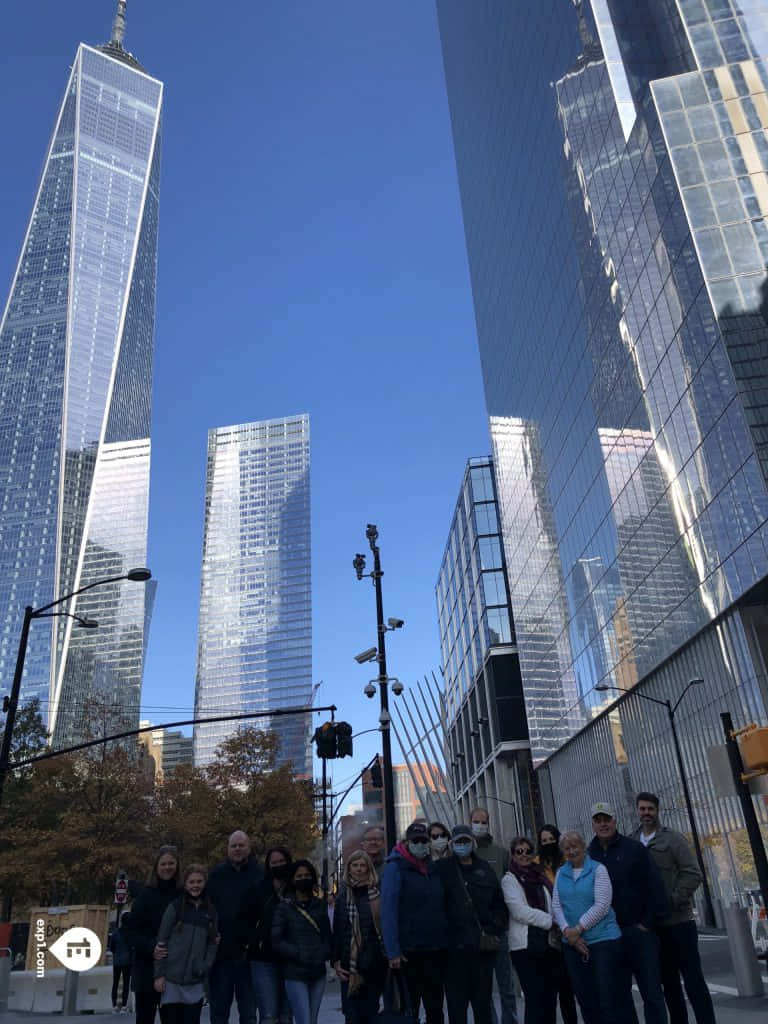 Ground Zero, glass skyscrapers, clear blue sky, SD Phone Wallpaper