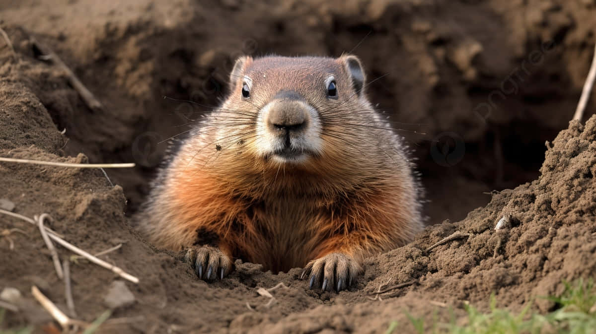 Groundhog, marmot, dirt burrow, SD Desktop Wallpaper