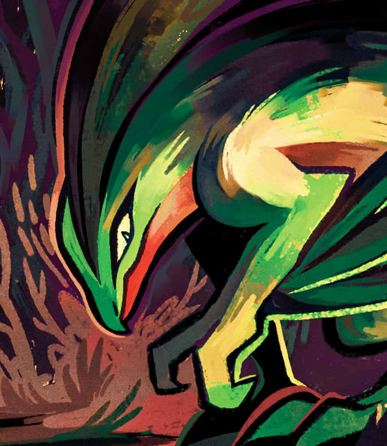 Grovyle, green and yellow, fox-like creature, SD Phone Wallpaper