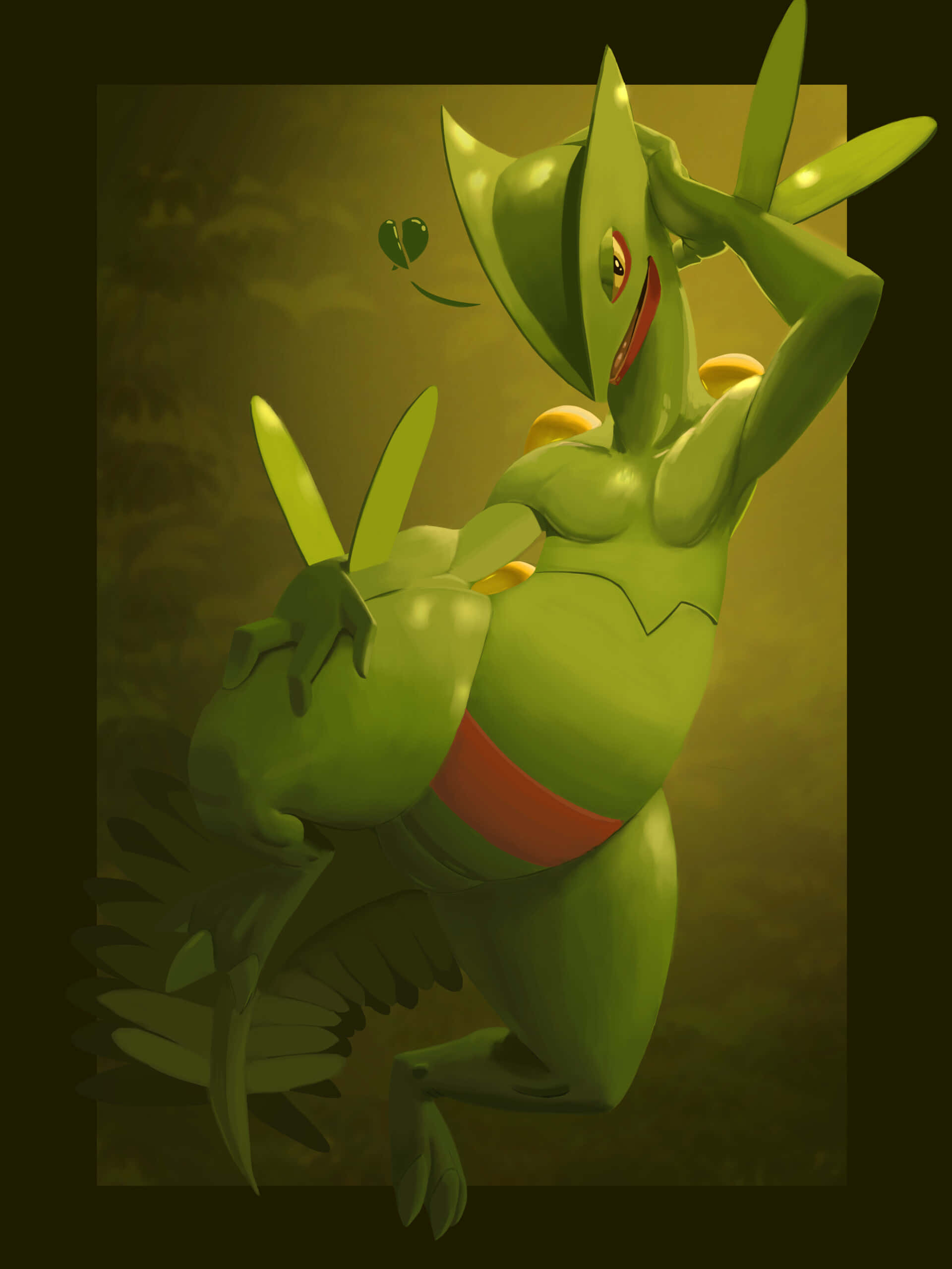Grovyle, anime-style, green, 2K Phone Wallpaper