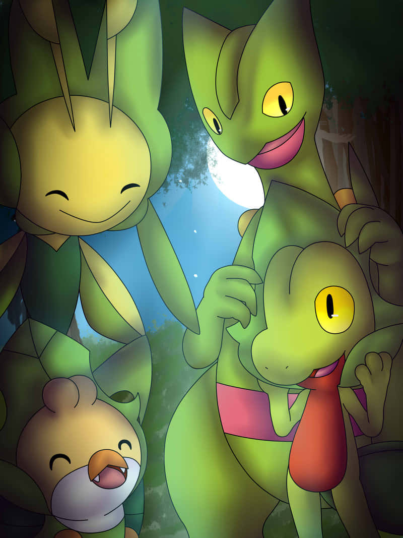 Grovyle, green Pokémon, yellow eyes, SD Phone Wallpaper