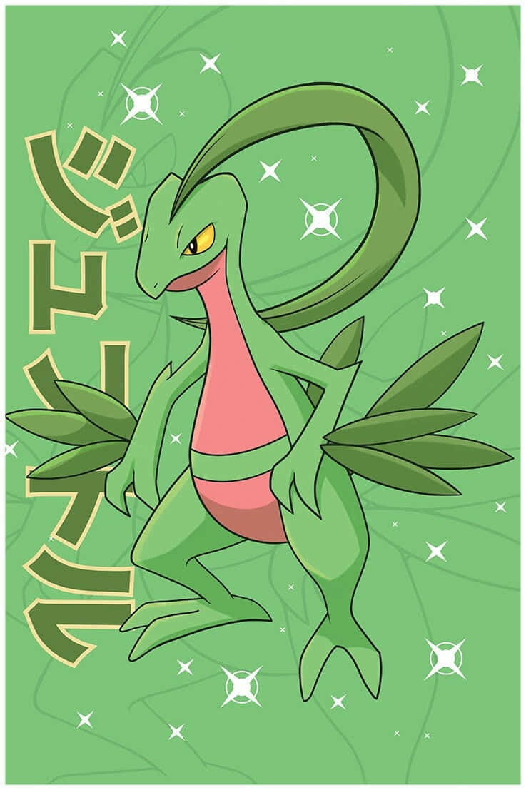 Grovyle, anime-style, vibrant green, SD Phone Wallpaper