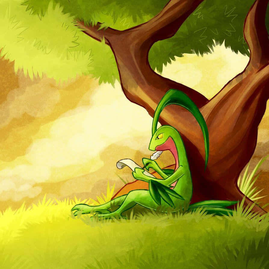 Grovyle, tree, scroll, SD Desktop Wallpaper