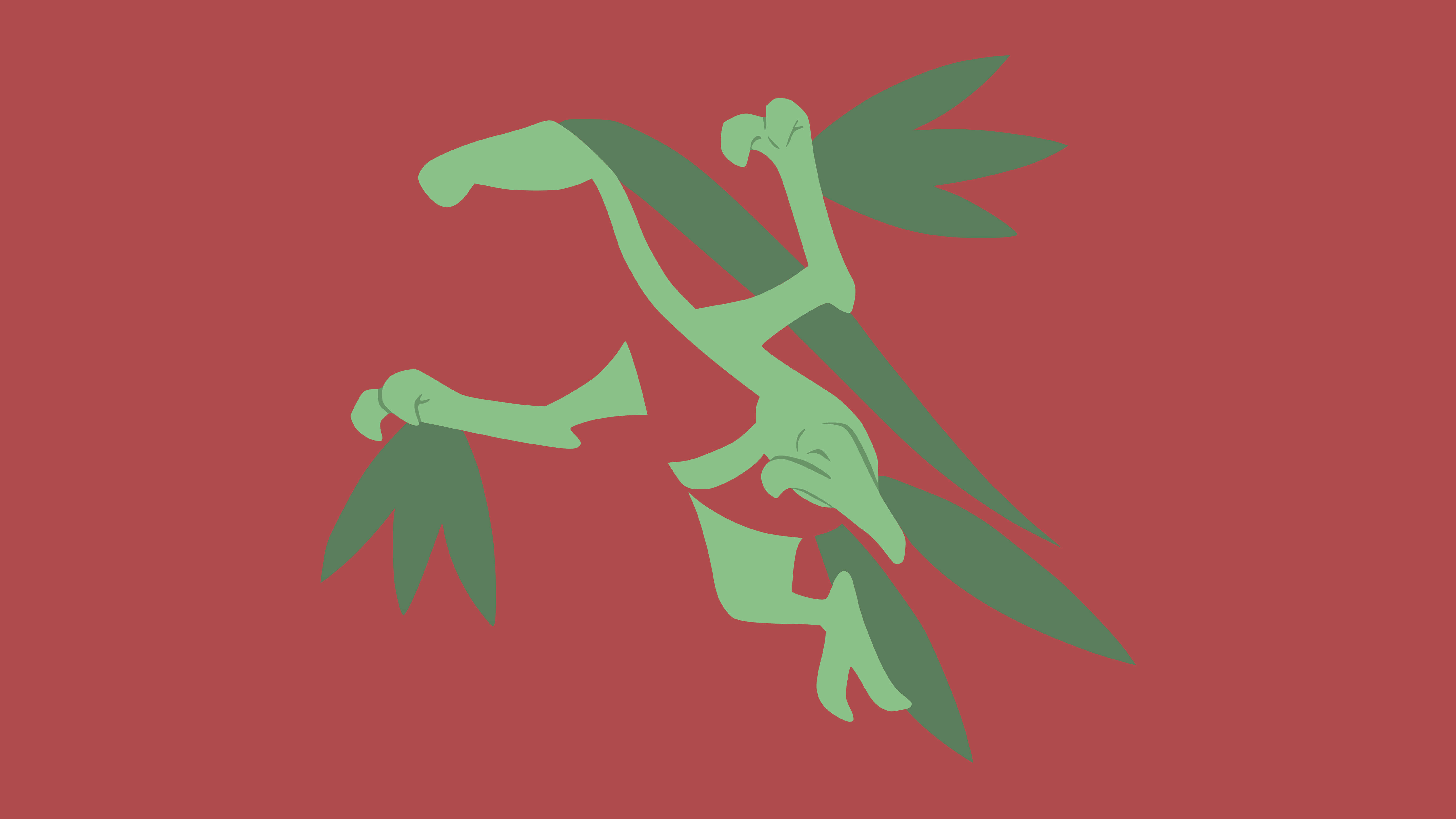 Grovyle, red background, minimalist, 5K Desktop Wallpaper