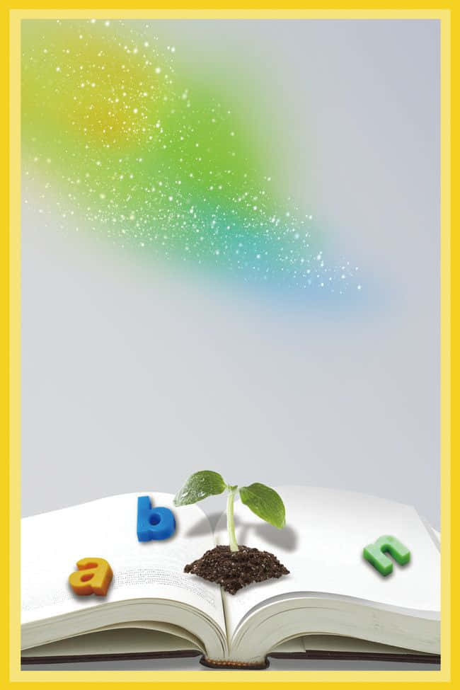 Educated in Gardening, young plant, open book, SD Phone Wallpaper