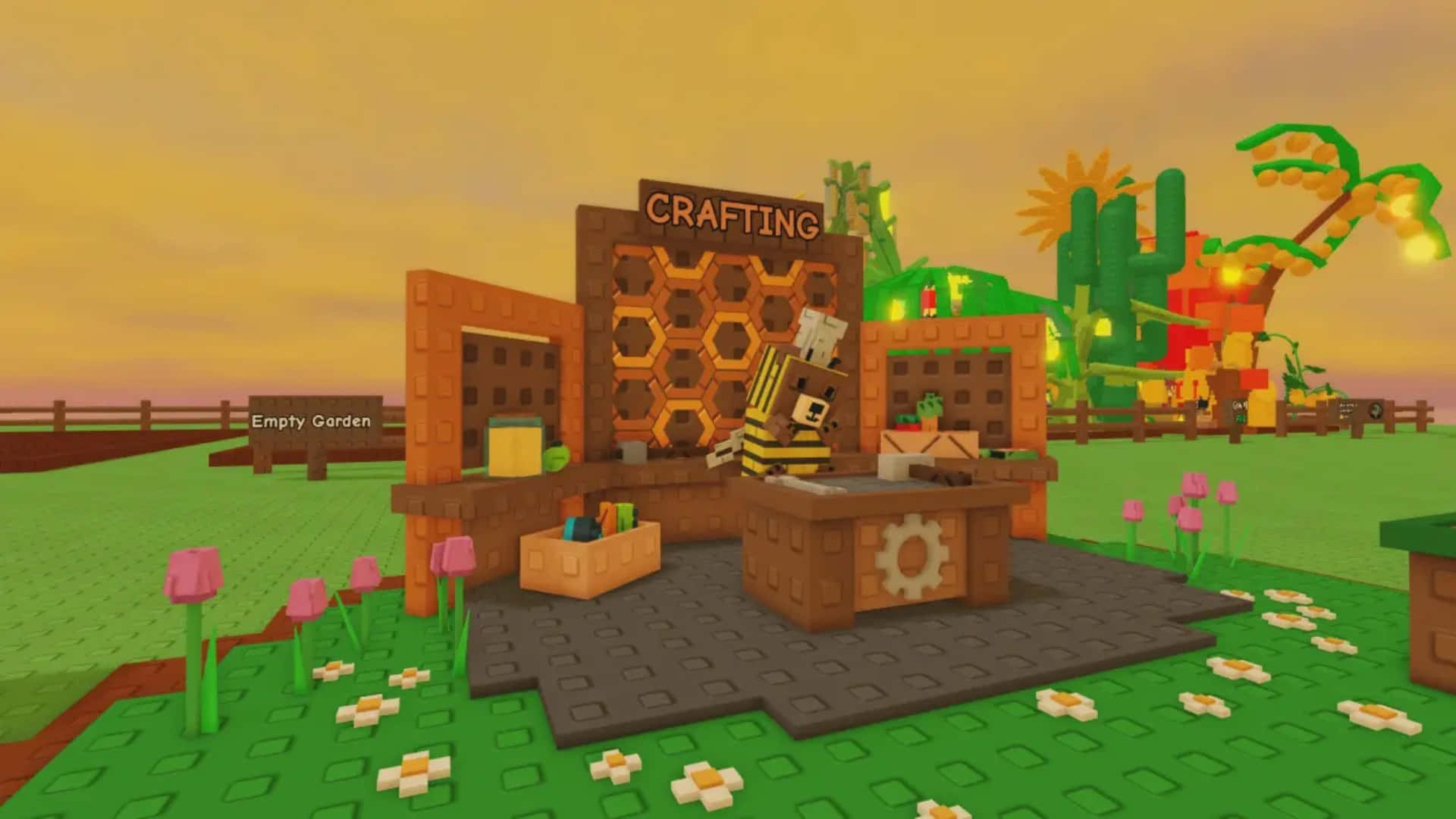 Grow A Garden, crafting station, bee character, Full HD Desktop Wallpaper