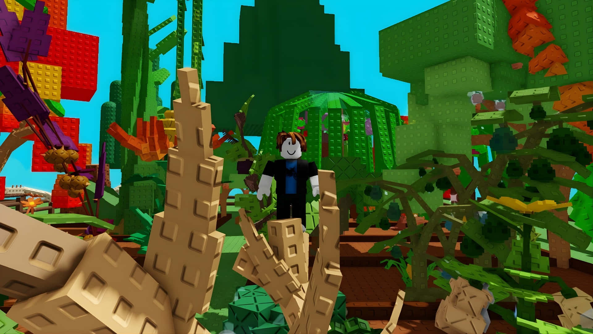 Grow A Garden, blocky avatar, vibrant jungle, Full HD Desktop Wallpaper