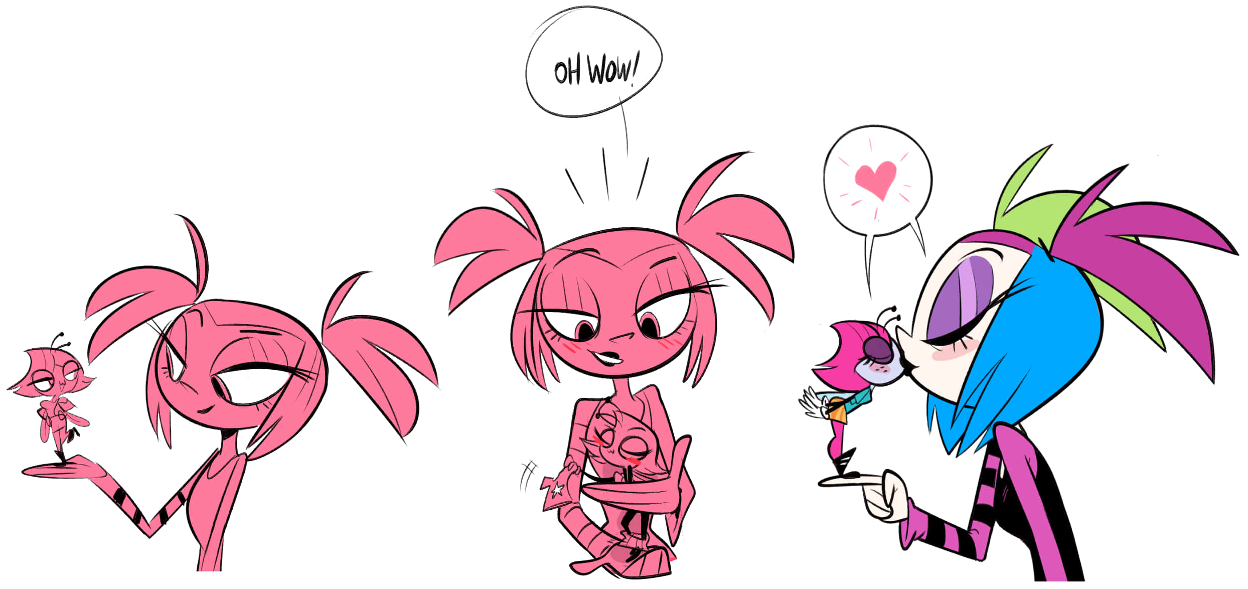 Growing Up Creepie, pink-haired cartoon girl, blue-haired character, Full HD Desktop Wallpaper