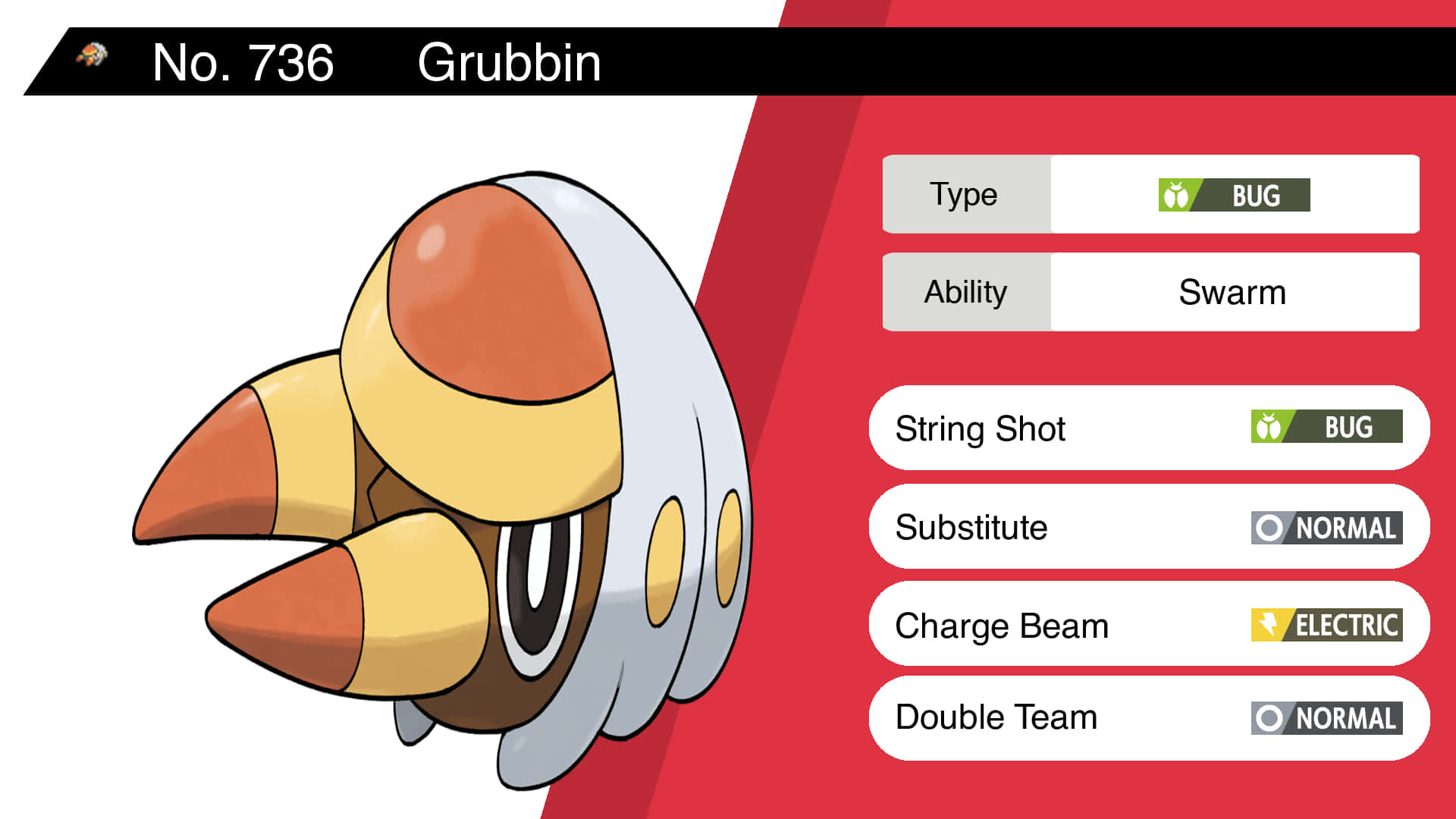 Grubbin, bug-type, orange yellow and white segments, Full HD Desktop Wallpaper