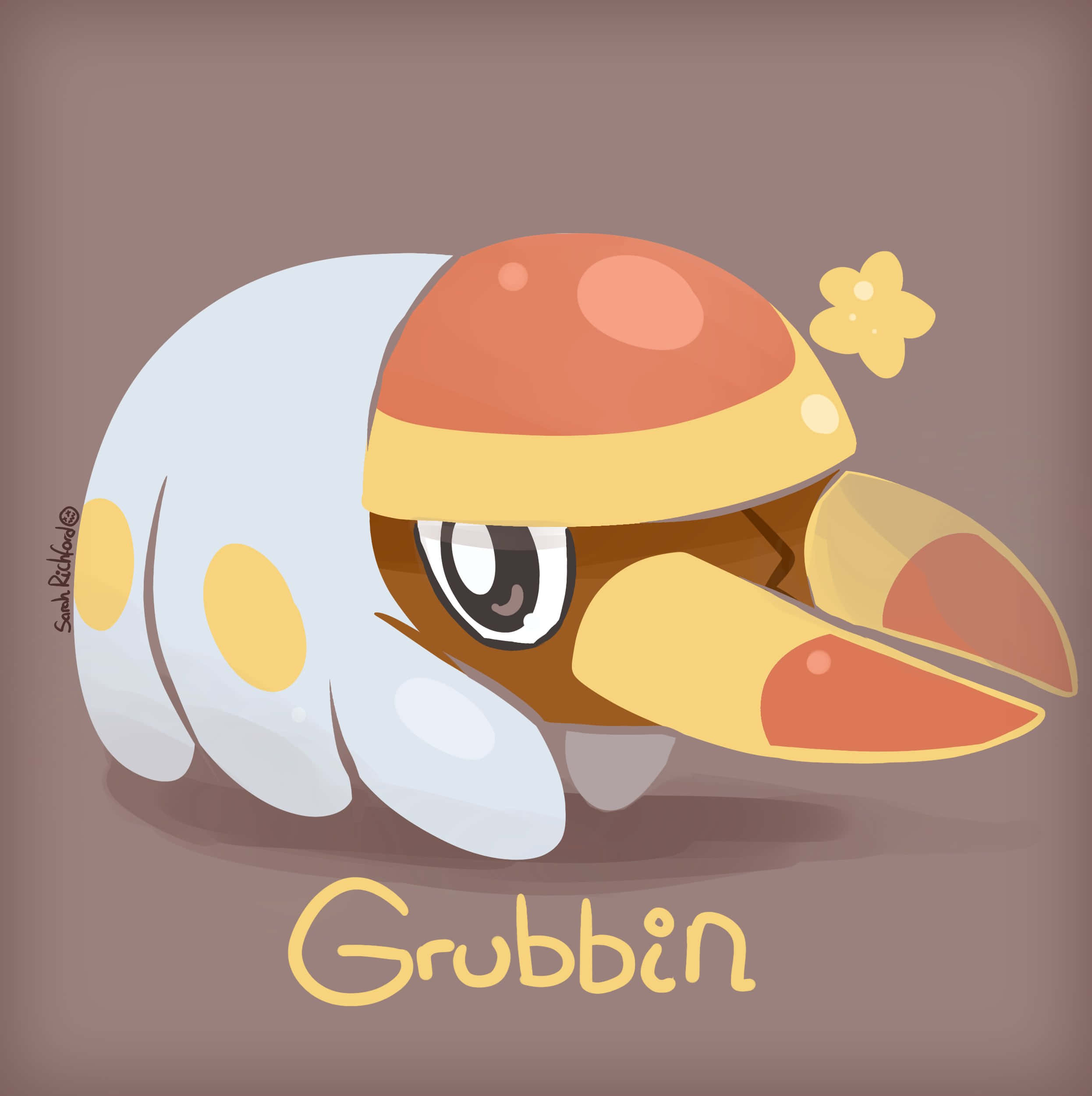 Grubbin, mushroom cap head, yellow spots, Full HD Phone Wallpaper