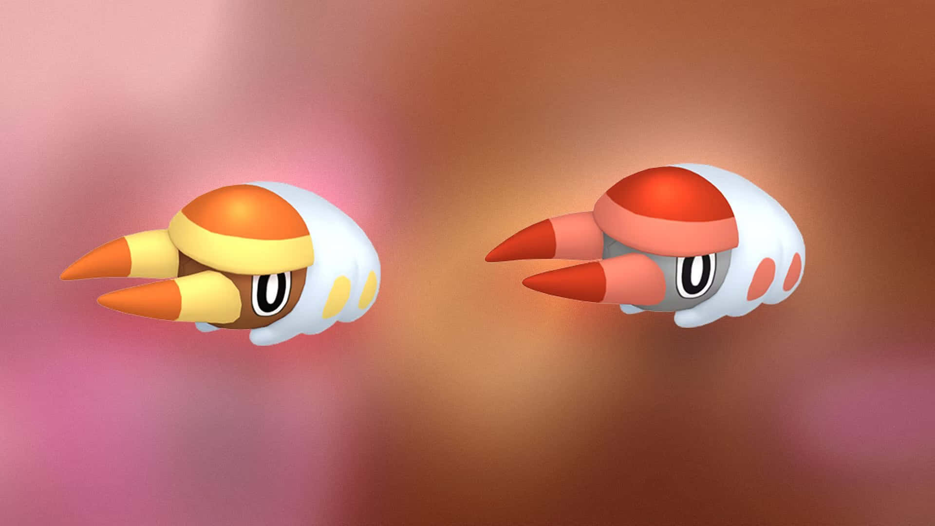 Grubbin, orange and white shells, stylized Pokémon, Full HD Desktop Wallpaper
