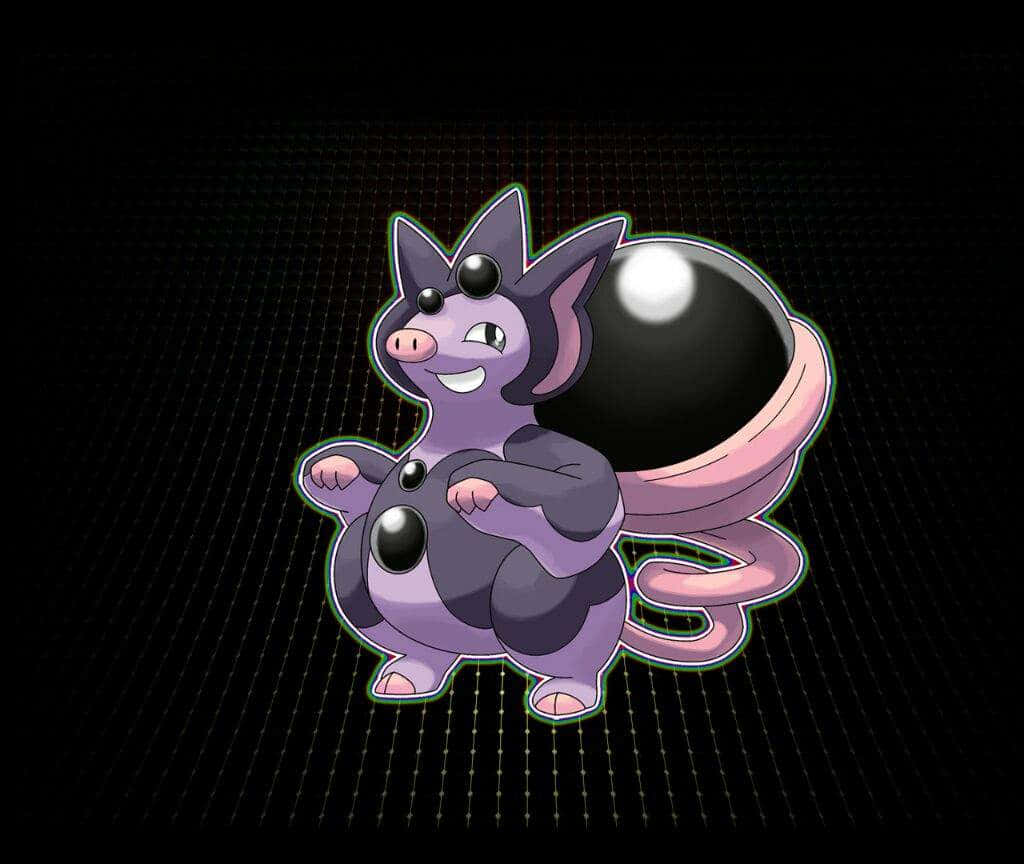 Grumpig, huge pearl, glowing pink tail, SD Desktop Wallpaper