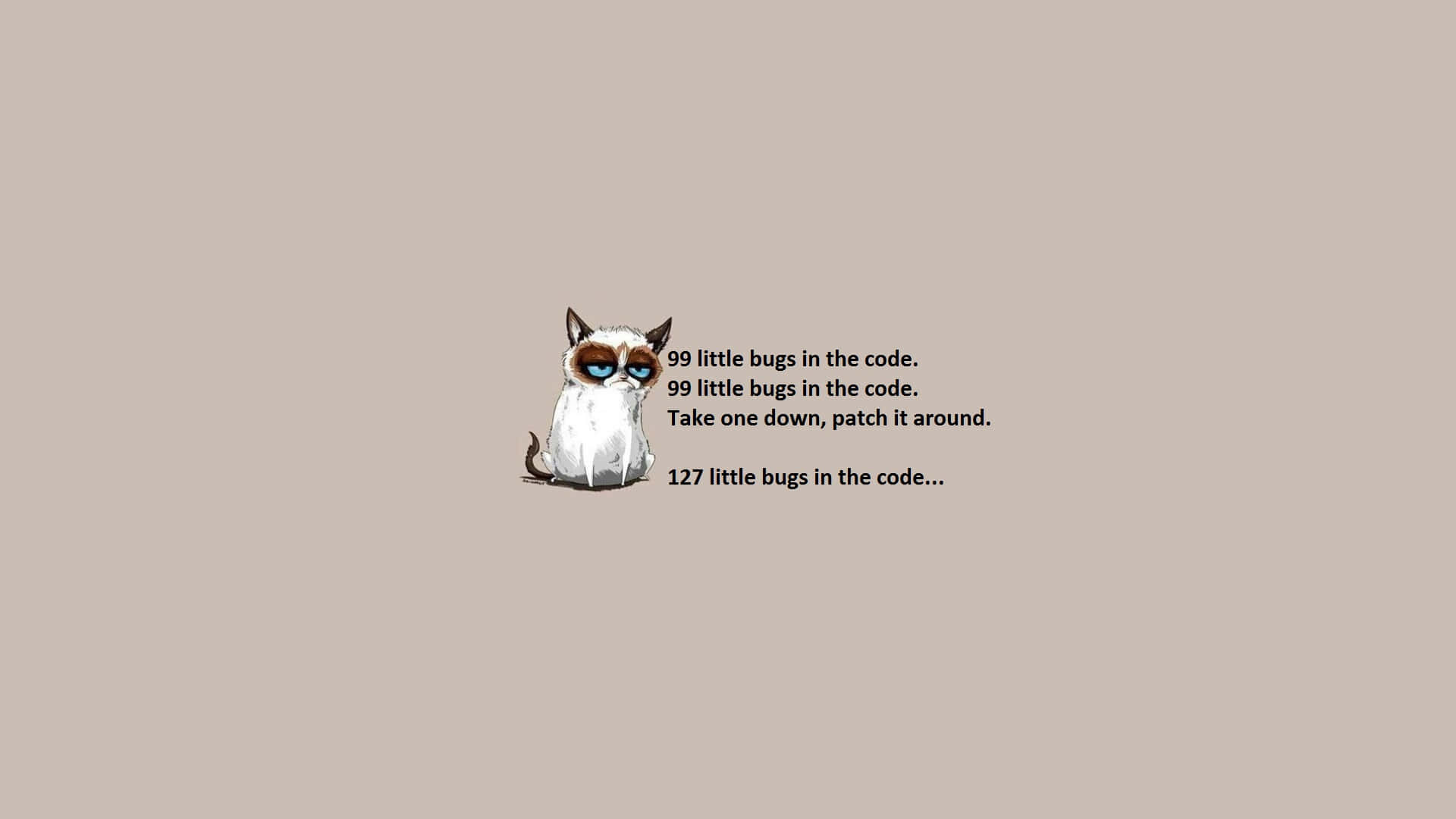 Grumpy Cat, blue eyes, debugging code, Full HD Desktop Wallpaper