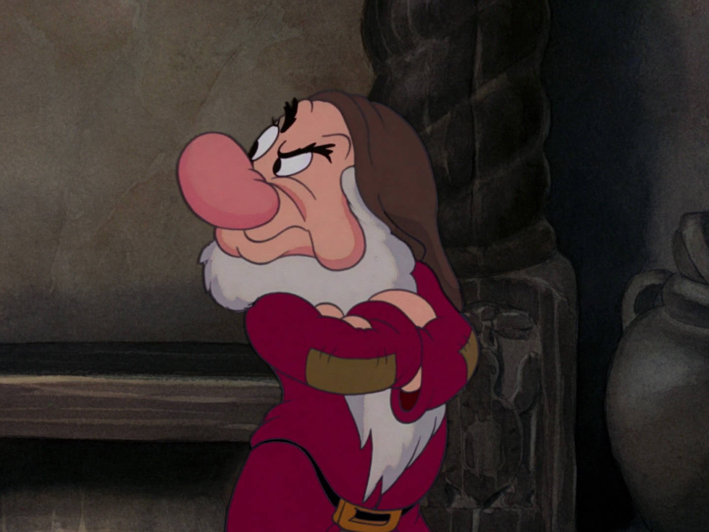 Grumpy Dwarf, Snow White, arms crossed, HD Desktop Wallpaper
