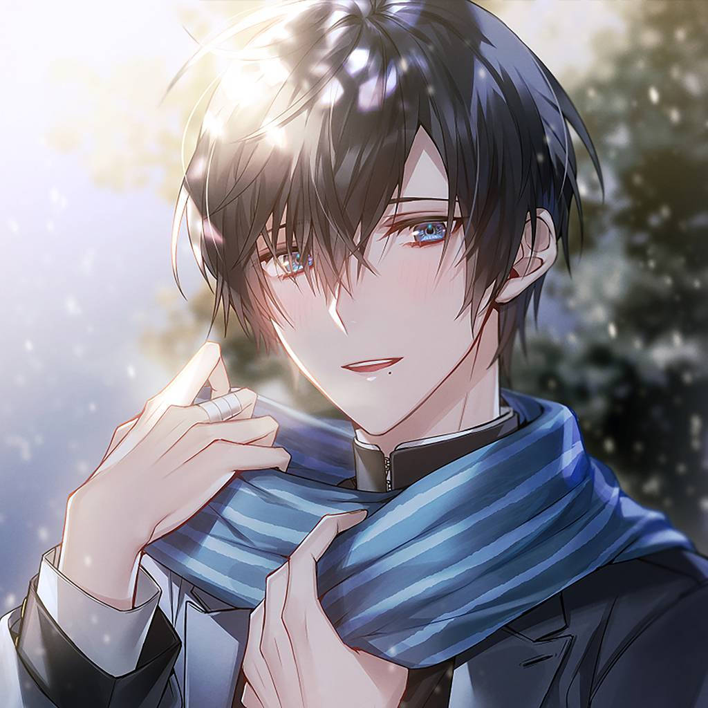 handsome anime boy, dark hair, blue eyes, SD Desktop Wallpaper