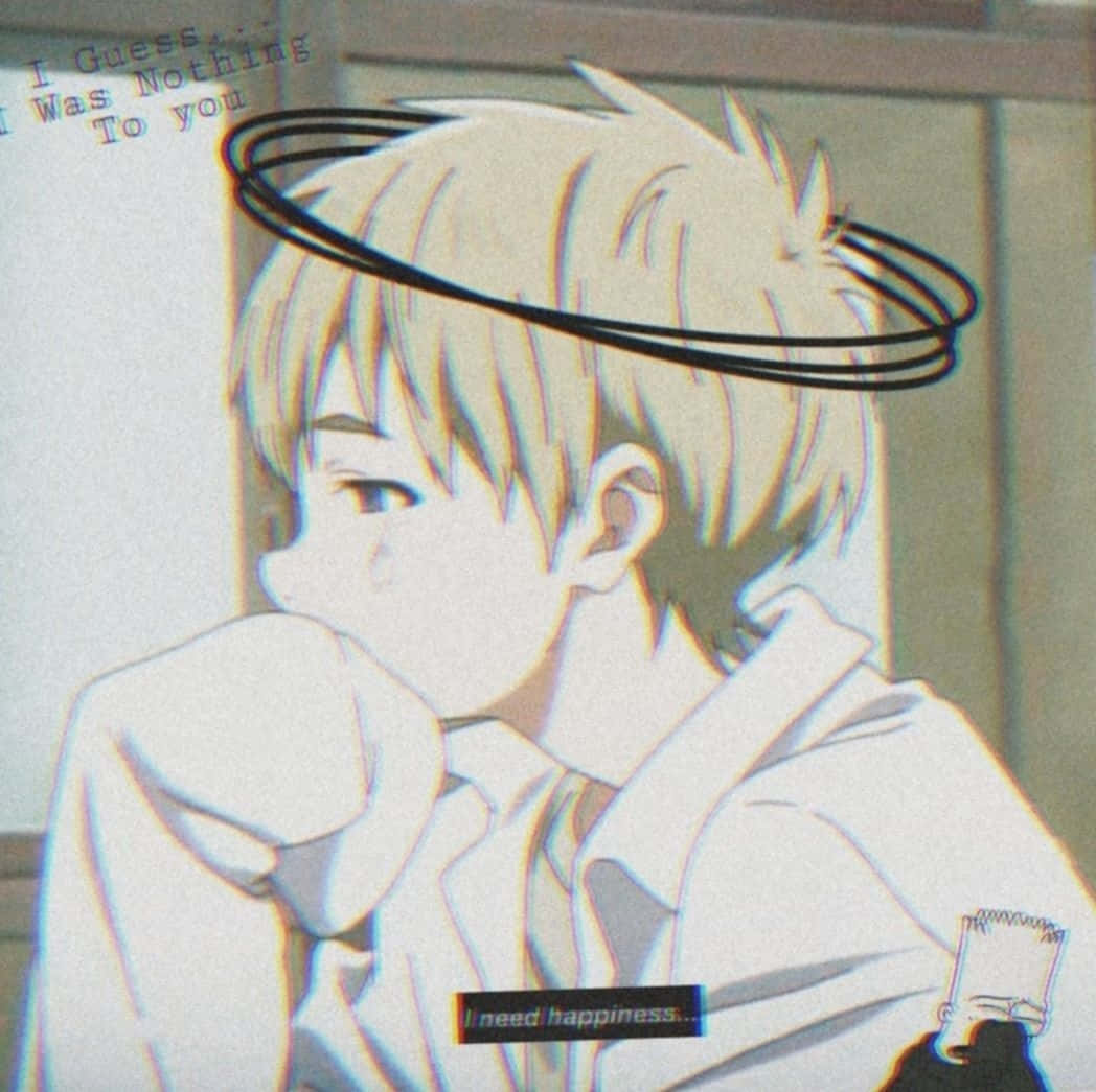 anime boy, blonde hair, halo, SD Desktop Wallpaper
