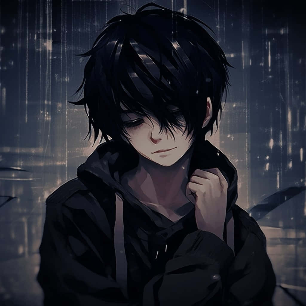 Grunge Aesthetic Anime Boy, dark hair, hoodie, SD Desktop Wallpaper