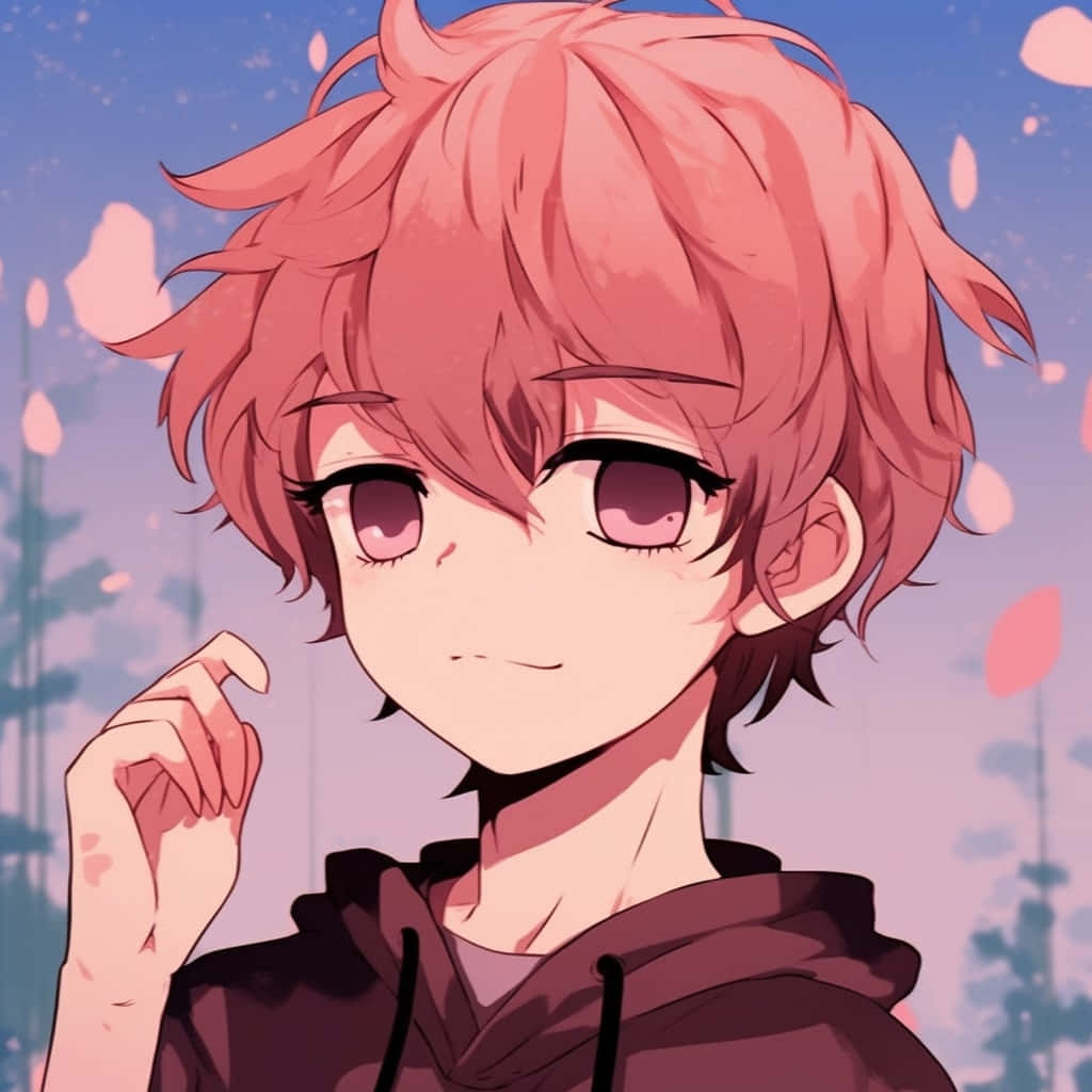 Grunge Aesthetic Anime Boy Pfp, pink hair, eyes, SD Desktop Wallpaper