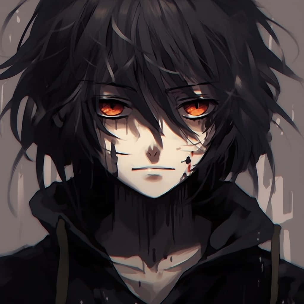 Grunge Aesthetic Anime Boy, orange eyes, glowing orange eyes, SD Desktop Wallpaper