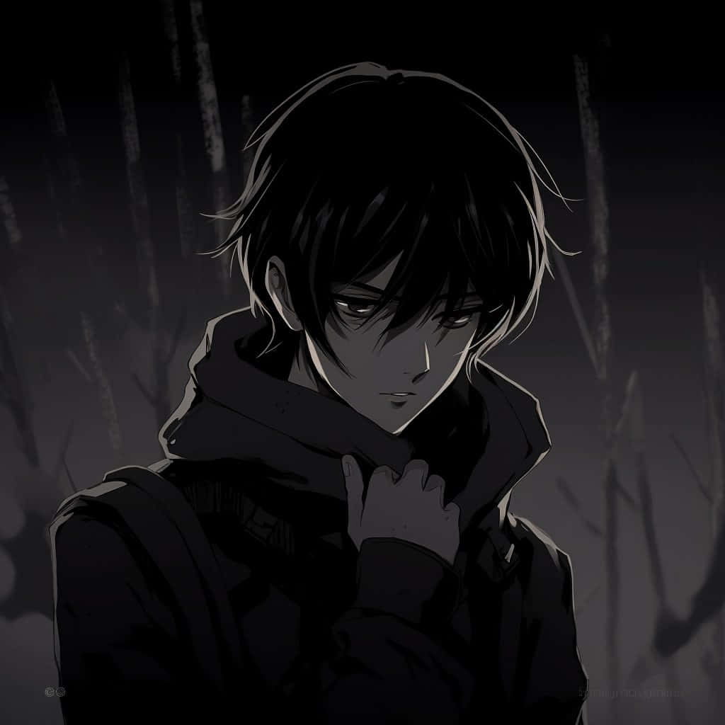 Grunge Aesthetic Anime Boy, dark hoodie, dark forest, SD Desktop Wallpaper