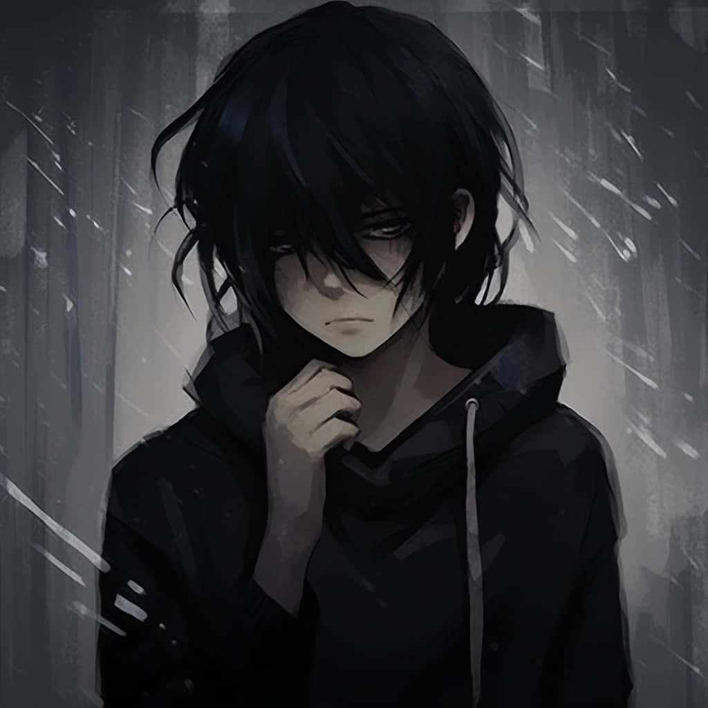 Grunge Aesthetic Anime Boy, dark hair, hoodie, SD Desktop Wallpaper