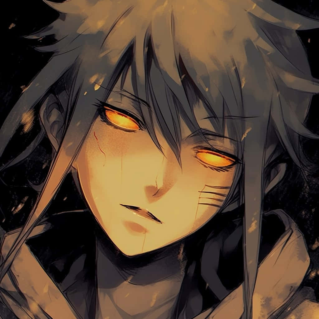 Grunge Aesthetic Anime Boy, glowing orange eyes, dark hair, SD Desktop Wallpaper