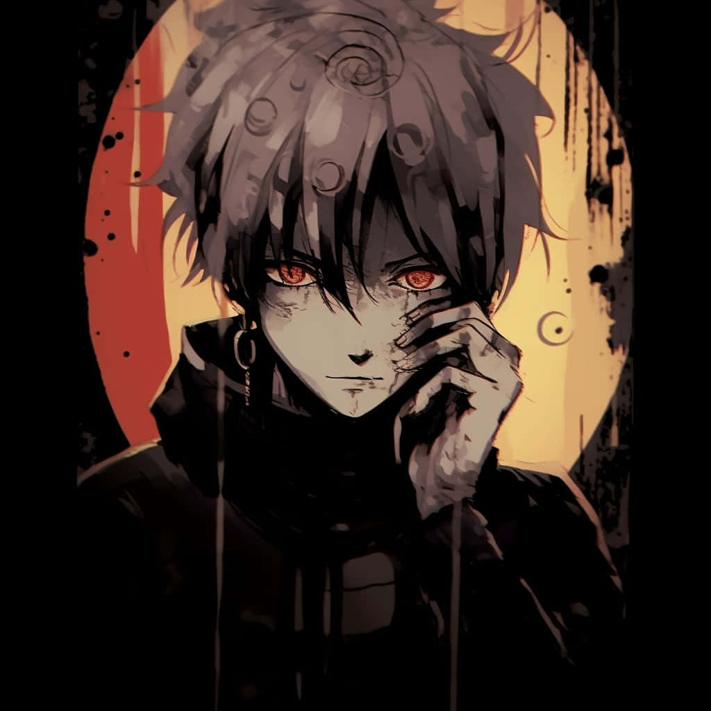 Grunge Aesthetic Anime Boy, red eyes, gray hair, SD Desktop Wallpaper
