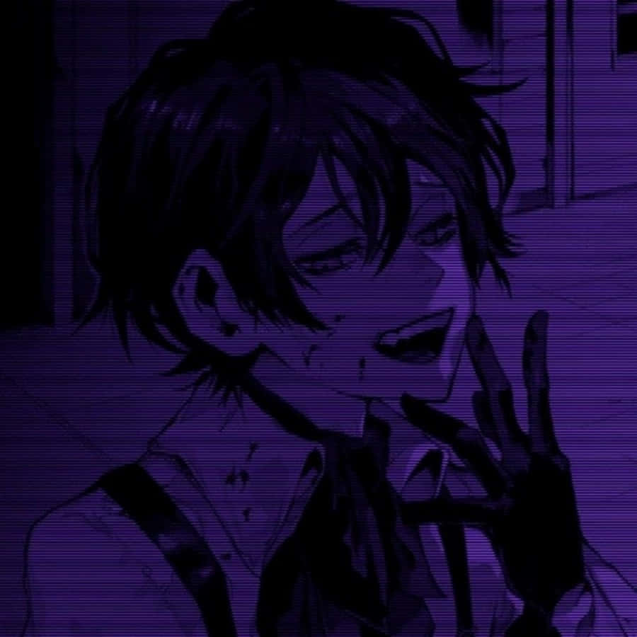 Grunge Aesthetic Anime Boy, purple tone, dark purple, SD Desktop Wallpaper