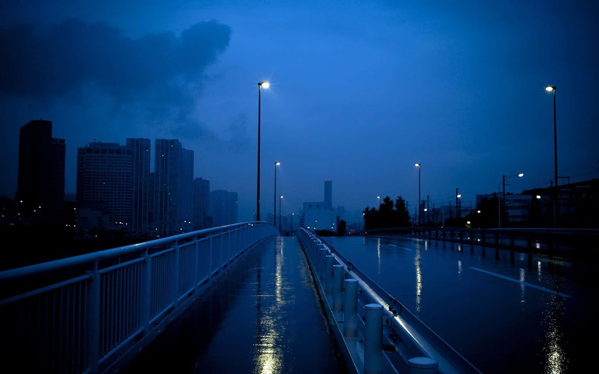 Grunge Aesthetic Mac, wet urban bridge, dusk, Full HD Desktop Wallpaper