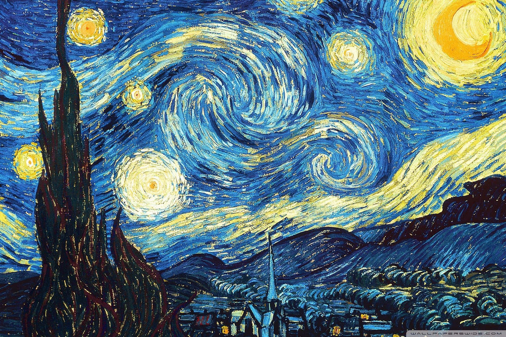 Grunge Aesthetic Mac, Starry Night, vibrant swirling night sky, Full HD Desktop Wallpaper