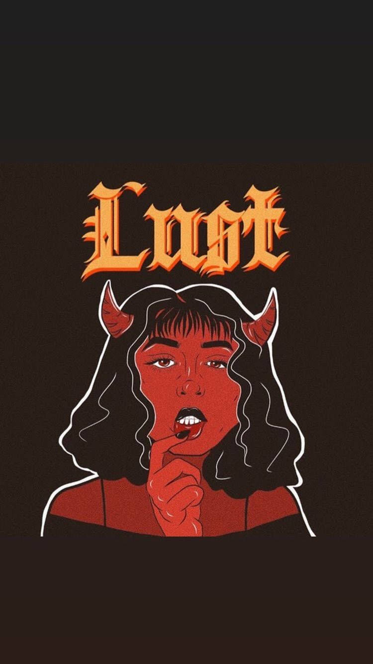 Halloween Grunge Devil Girl, red-skinned devil woman, horns, HD Phone Wallpaper